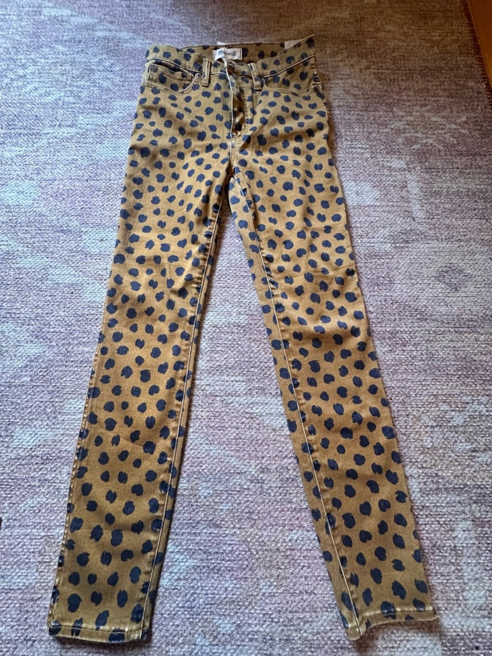 Madewell Mustard Yellow Leopard-Spot Skinny Jeans - Picture 3 of 7